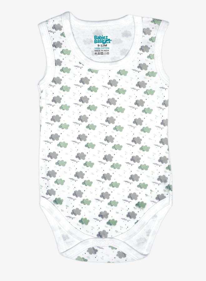 Babies Basic Pack of 3 - Super Combed Cotton Sleeveless Printed Bodysuit - Image 4